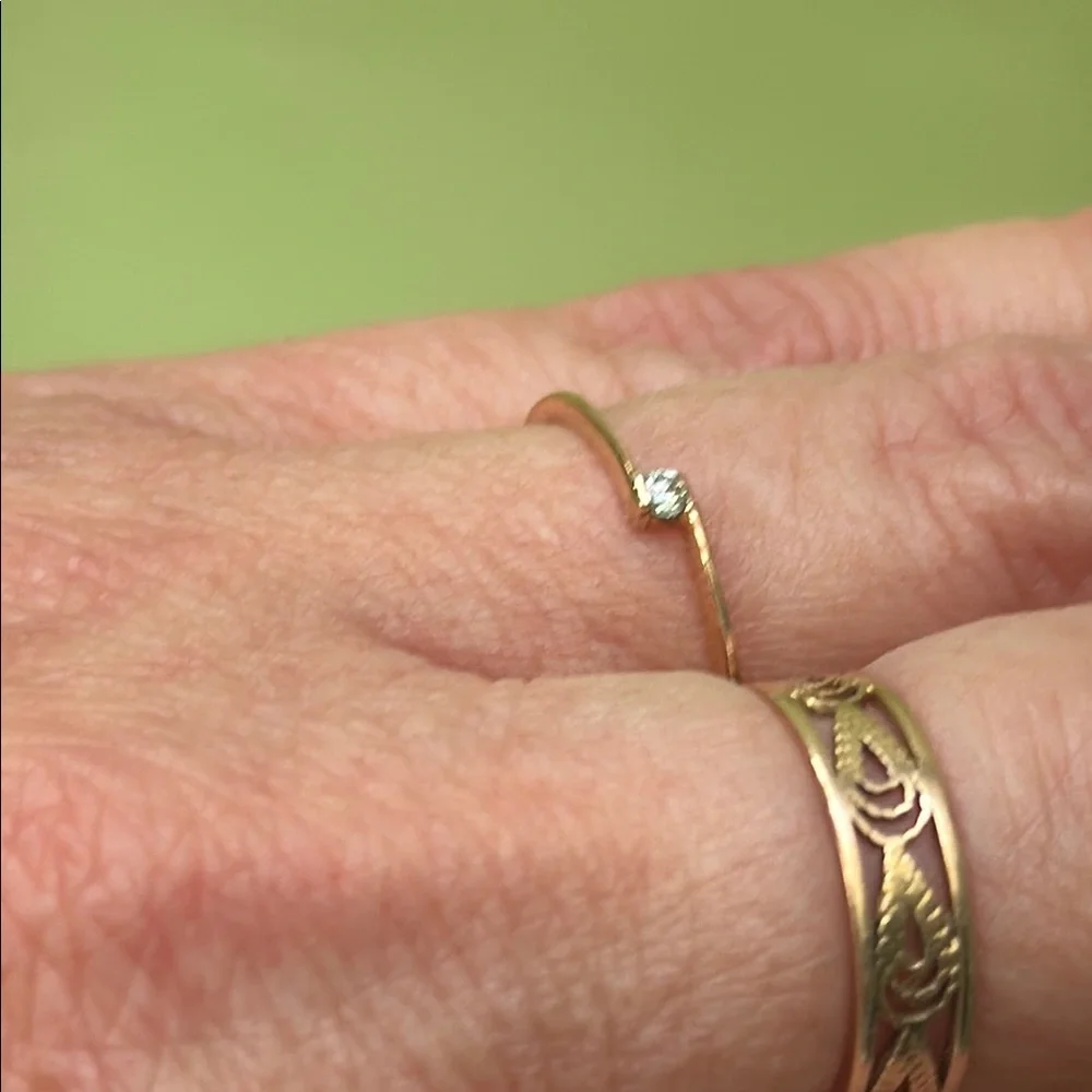 Vintage 14k Gold Ring with Diamond Accent